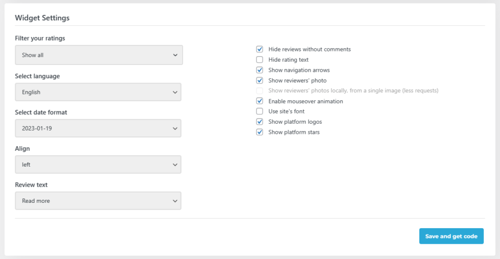 Booking review widget